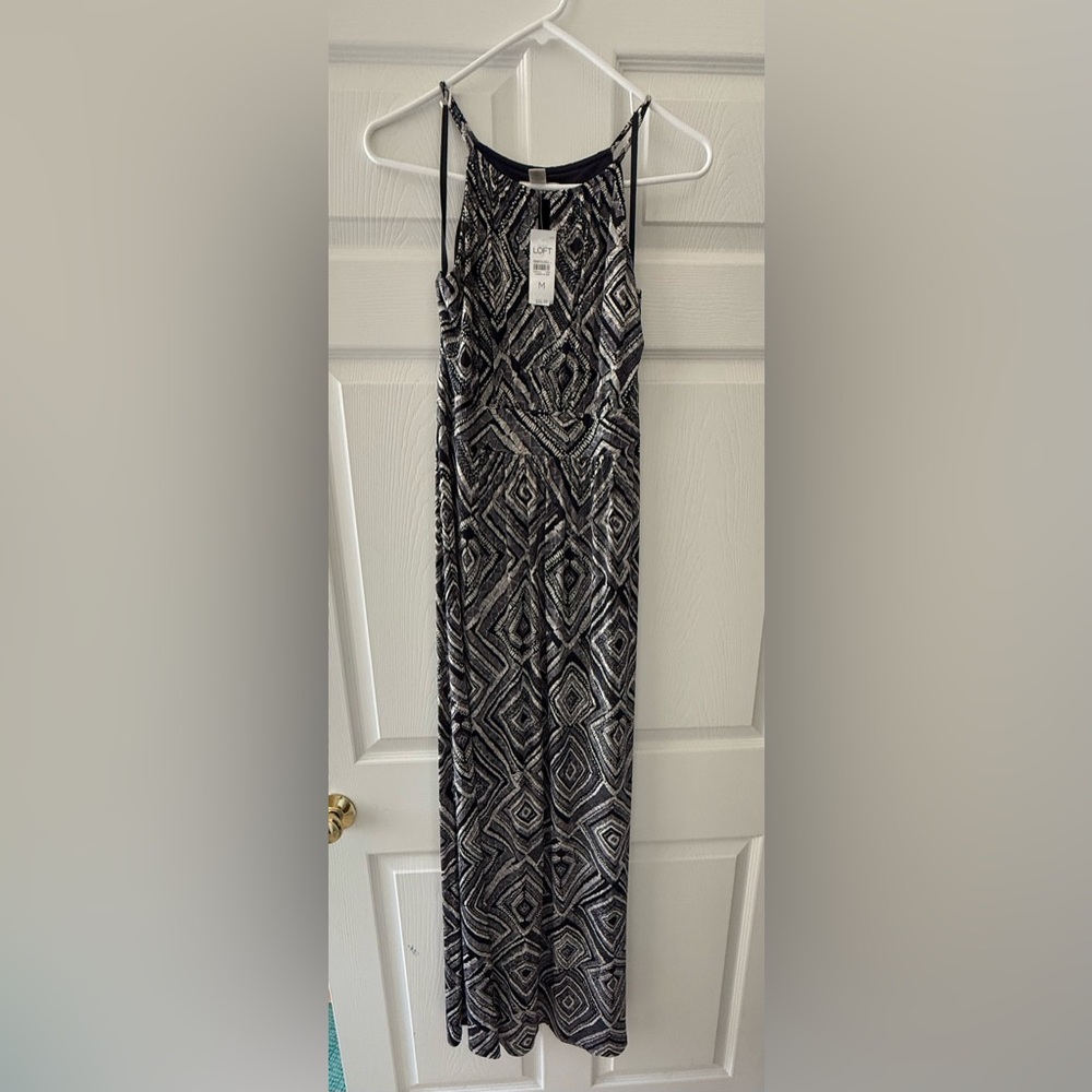 NAVY and White Maxi Dress